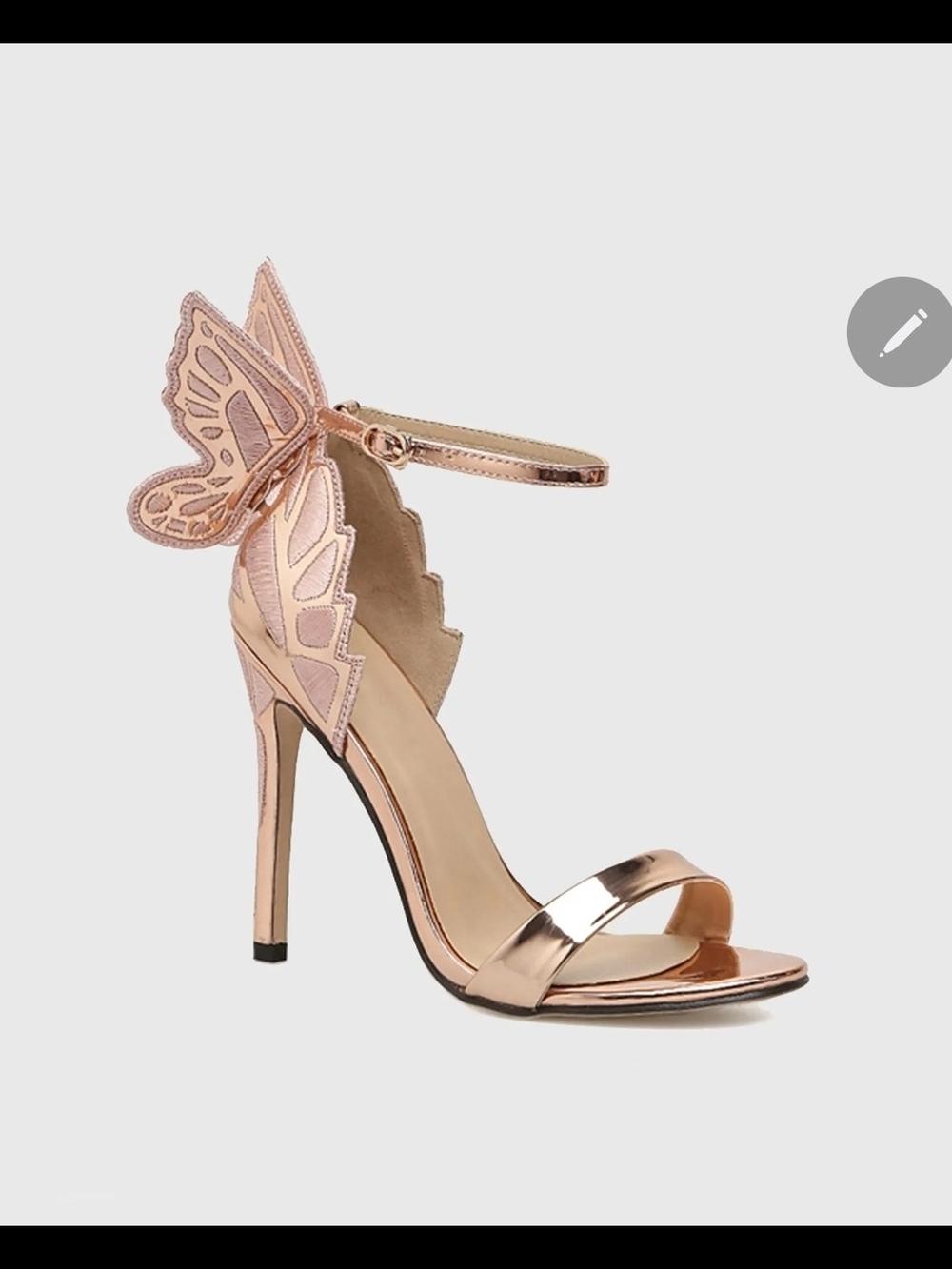 Sienna Rossi Butterfly Detail Rose Gold High Heel Sandals with Ankle Strap